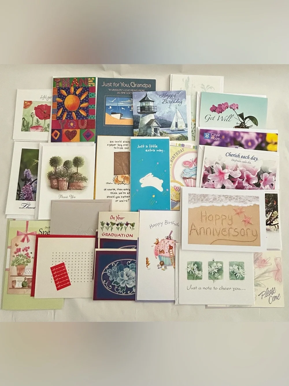 Lot of 25 Brand New Asstd Greeting Cards w/Envelopes Birthday, Thank You etc.